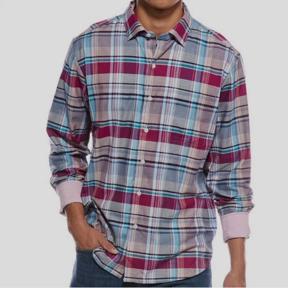 Tommy Bahama Long Sleeve LAZLO CHEERS CHECK Silk Blend Shirt Size XXL